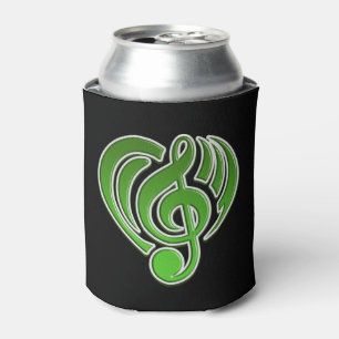 Enfriador De Latas Amor Musical Vibraciones Corazón Verde Nota Musica