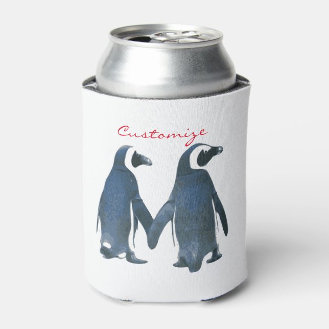 Enfriador De Latas Amor Pájaros Pingüino Pareja Thunder_Cove (Lata Anverso)