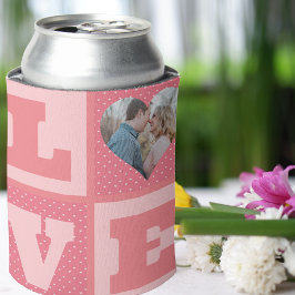 Enfriador De Latas Amor Pareja Foto Corazón Rosa Patrón San Valentín