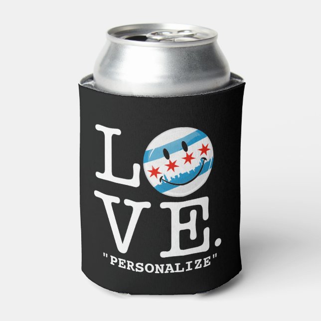Enfriador De Latas Amor por la bandera sonriente de Chicago (Lata Anverso)