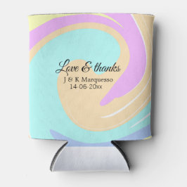 Enfriador De Latas Amor y gracias nombre boda de mármol colorido