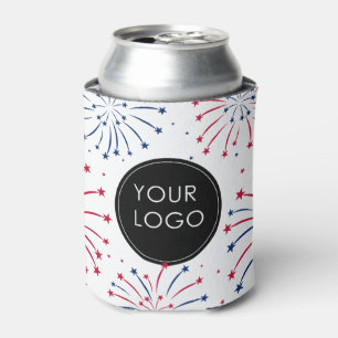 Enfriador De Latas Añadir el logotipo 4 de julio de fuegos artificial