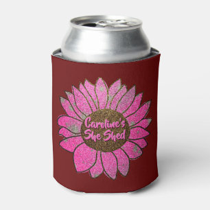 Enfriador De Latas Añadir nombre cambiar texto Shed Sunflower rosado