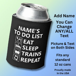 Enfriador De Latas Añadir nombre Eat Sleep Train Repetir el tren de