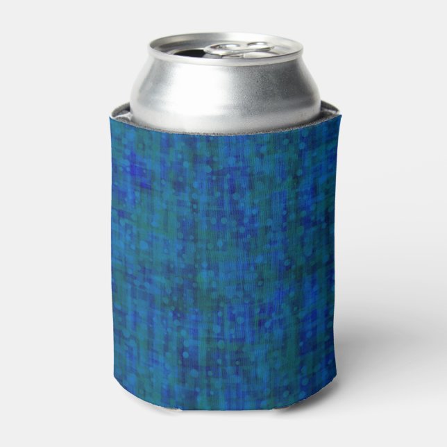 Enfriador De Latas Añadir su nombre Diseño abstracto verde azul (Lata Anverso)