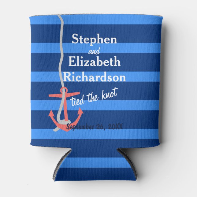 Enfriador De Latas Anchor de playa de amor personalizado (Anverso)