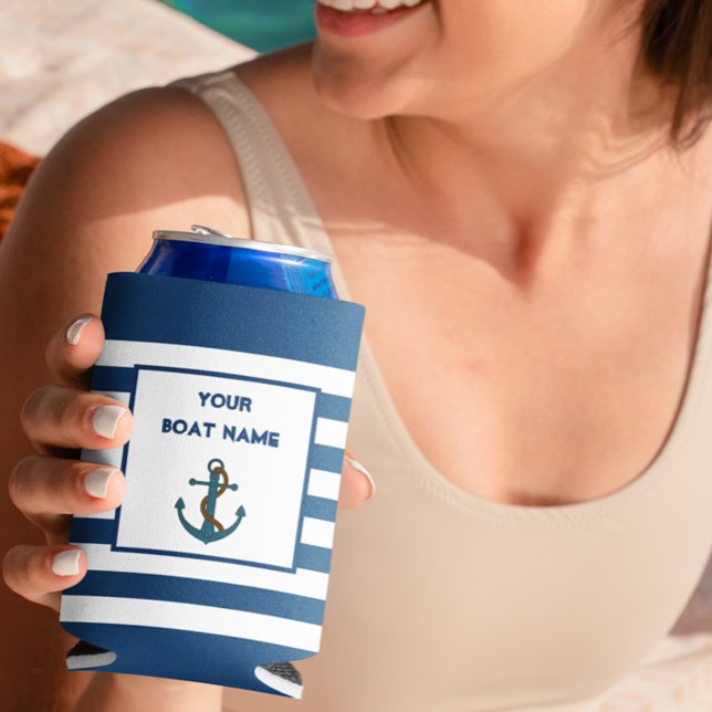 Enfriador De Latas Anchor Lake Nautical Your Bote Name (Subido por el creador)