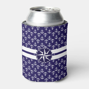 Enfriador De Latas Ancla elegante patrón tema náutico brújula