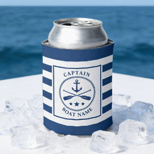 Enfriador De Latas Ancla Náutica Remos Capitán Nombre Barco Franja Ma