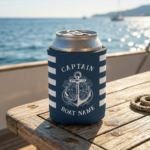 Enfriador De Latas  Ancla Nombre Barco Capitán Náutico Personalizado 