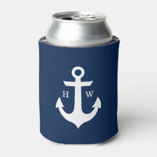 Enfriador De Latas Anclaje azul de la Marina Monogramado