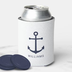 Enfriador De Latas Anclaje azul de la Marina Náutica y nombre person