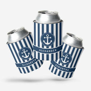 Enfriador De Latas Anclaje náutico con cuerdas azul de la marina