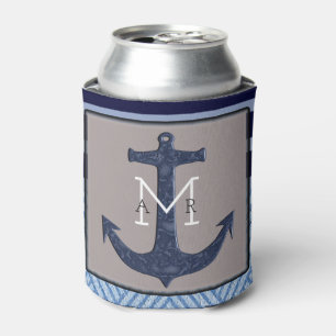 Enfriador De Latas Anclaje y franjas de barco, diseño náutico