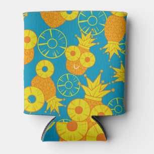 Enfriador De Latas Anillos de piña: Vintage Personalizado de Doodle.