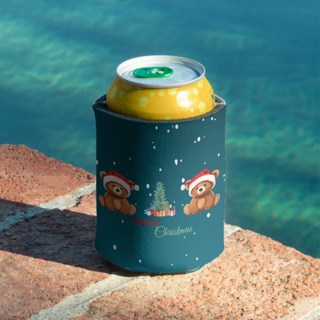Enfriador De Latas Animales cortos invierno Oso Santa Navidad árbol (Piscina in situ)
