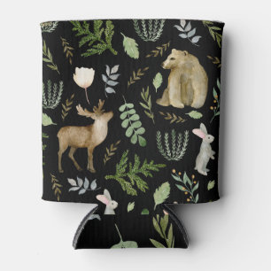 Enfriador De Latas Animales Curados: Mano de acuarela dibujada.
