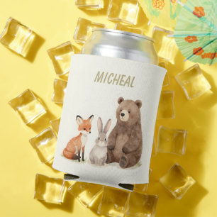 Enfriador De Latas Animales del bosque de la selva con monograma