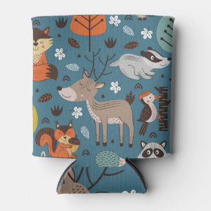Enfriador De Latas Animales forestales, azul, estilo escandinavo