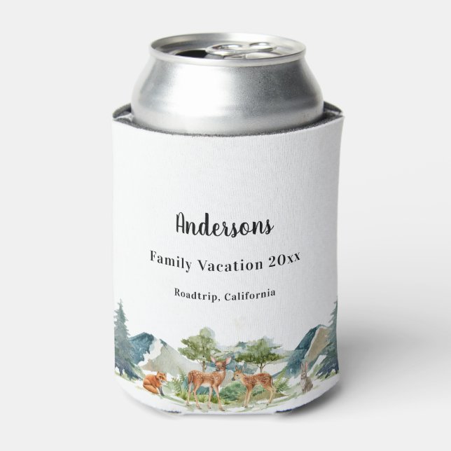 Enfriador De Latas Animales forestales vacacionales para familias (Lata Anverso)