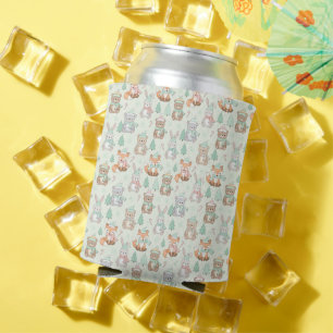 Enfriador De Latas Animales Navideños Adorables Patrón Continuo