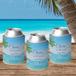 Enfriador De Latas Aniversario Boda del Oro 50 Tropical del Océano At