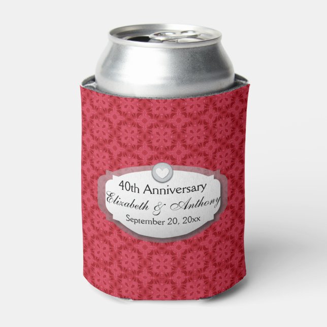 Enfriador De Latas Aniversario de la Boda del 40° Aniversario Ruby Re (Lata Anverso)