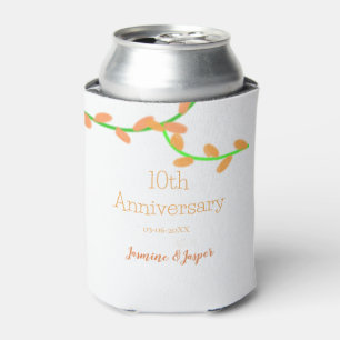 Enfriador De Latas aniversario número 10 hoja lavanda naranja clásico
