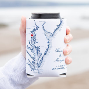 Enfriador De Latas Annapolis Chesapeake Bay Mapa Boda Bebida Favor