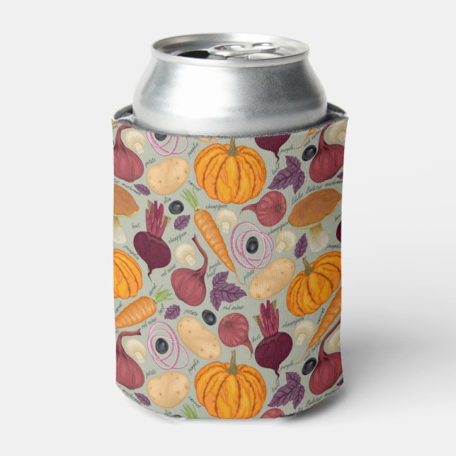 Enfriador De Latas Antecedentes retro de verduras frescas (Lata Anverso)