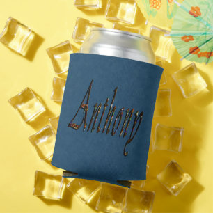 Enfriador De Latas "Anthony" Mans Nombre En Denim Azul, Refrigerador