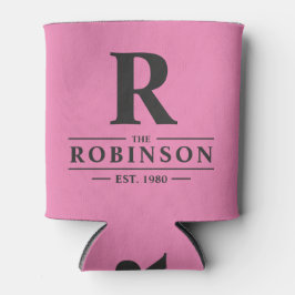 Enfriador De Latas Apellido y Inicial Rosa y Negro