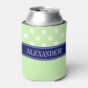 Enfriador De Latas Apio Verde LG Lunares CB Azul Marino Monograma Nom