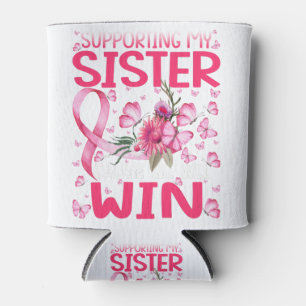 Enfriador De Latas Apoyo al cáncer de mama con mariposa de mi hermana