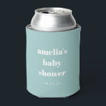 Enfriador De Latas Aqua Blue Minimalista Cute Personalizado Baby Show<br><div class="desc">Aqua Blue Minimalista Modern Cute Personalizado Baby Shower Refrigerador de bebidas Baby Shower</div>