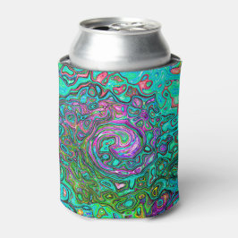 Enfriador De Latas Aquamarine Groovy Abstract Retro Láquido Swirl