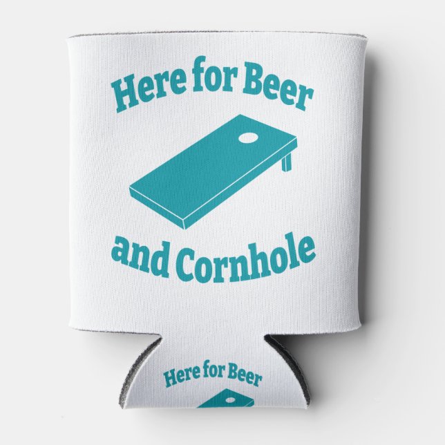 Enfriador De Latas Aquí para Cerveza y Cornhole (Anverso)