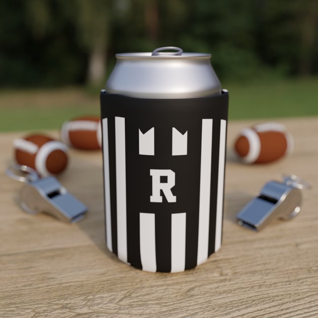 Enfriador De Latas Árbitro de fútbol americano tira a Refrigerador de (Add your initial to this can cooler and enjoy the game. Suitable for dads that like fair play)