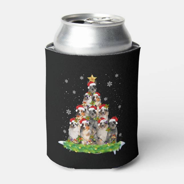Enfriador De Latas Árbol australiano de adornos navideños de pastores (Lata Anverso)
