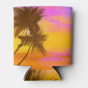 Enfriador De Latas Árbol de coco, tema tropical del verano.