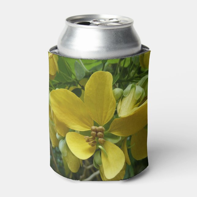 Enfriador De Latas Árbol de lluvia dorada Floral Amarillo Tropical (Lata Anverso)
