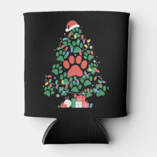 Enfriador De Latas Árbol de Navidad con Huella de Perro Amante de Gat