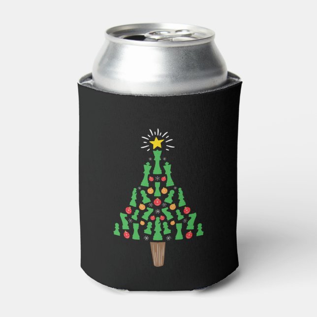 Enfriador De Latas Árbol de Navidad de ajedrez Piece (Lata Anverso)