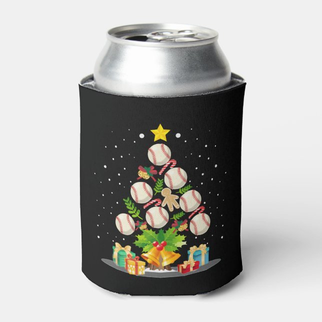 Enfriador De Latas árbol de navidad de béisbol (Lata Anverso)