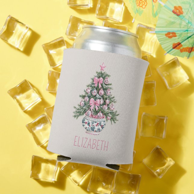 Enfriador De Latas Árbol de Navidad Preppy Chinoiserie Personalizado (Verano in situ)