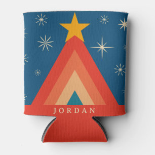 Enfriador De Latas Árbol de Navidad Retro Groovy Minimalista Rojo y A
