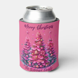 Enfriador De Latas Árbol de Navidad Rosa Personalizado Familia
