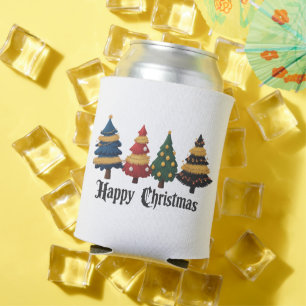 Enfriador De Latas Árboles de Navidad Vacaciones Feliz Navidad Grunge