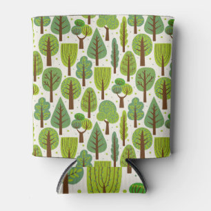Enfriador De Latas Árboles de verano: patrón verde sin foco