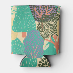 Enfriador De Latas Árboles estilizados: Patrón brillante del bosque
